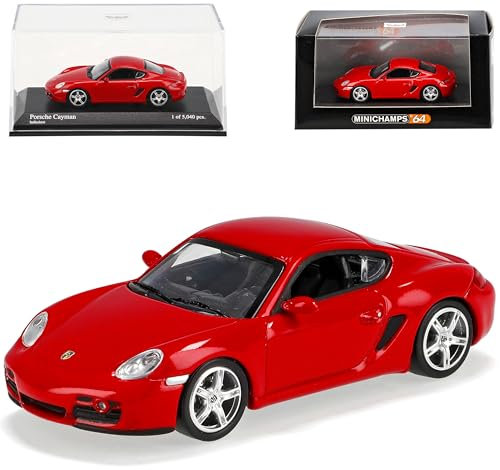 Porsche Cayman indisch Rot Coupe 1/64 Minichamps Modell Auto Modellauto