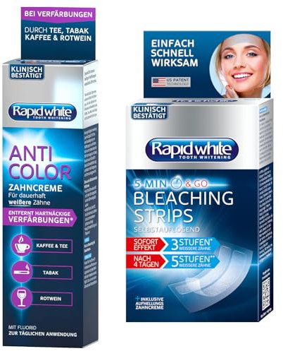 Rapid White Anti Color Zahncreme 75 ml + Rapid White Express Bleaching Strips, SET