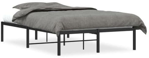 vidaXL Bettgestell, Bettrahmen mit Lattenrost, Bett Gästebett mit Stauraum, Metallbett Doppelbett Schlafzimmerbett, Schwarz 120x200cm Metall