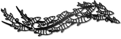 CREATCABIN Fischschule Metall,Wandkunst,Fischfamilie,Wanddekoration Aufhängen,Nautischer Fisch,Abstrakte Silhouette,Ornament,Eisenschild Für Zuhause,Büro,Fensterdekoration,Geschenk,Schwarz,40x12cm