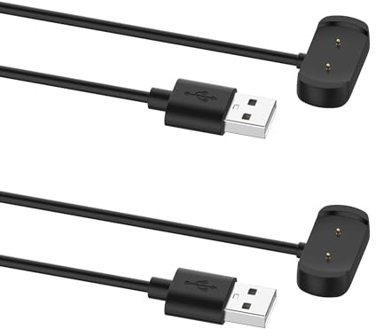 NovemFoal Cavo di ricarica per Amazfit Bip 5/Bip 3/GTS 4 Mini/Active/GTS 2/GTR 2/GTR Mini/T-Rex Pro, cavo di ricarica USB 3.3ft per Amazfit Bip 3 Pro Smart Watch accessori (nero 2pcs)