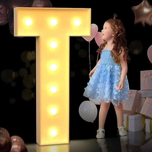 IINCOOY Großer Festzelt-Leuchtbuchstabe, Festzelt-Leuchtbuchstaben, Mosaik-Riesen-Festzeltbuchstaben for Geburtstage, Hochzeiten, Babyjubiläen (Color : T, Size : 100cm)