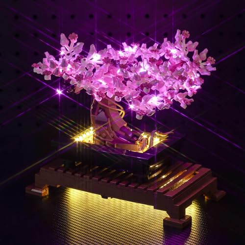 Hilighting Kit d'éclairage LED amélioré compatible avec le bonsaï Lego, comprend un ensemble de construction de fleurs de cerisier, décoration lumineuse compatible avec Lego 10281 (modèle non inclus)