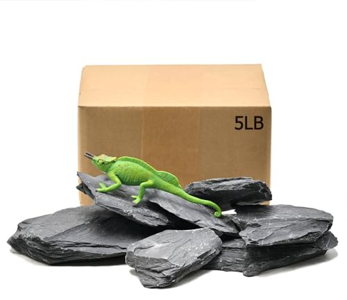 ChaoLeHo atural Slate Stone Rocks 5 to10CM Aquariums Stone for Aquascaping,Terrariums,Reptile Enclosures,Paludariums, and Gardens-2.27KG