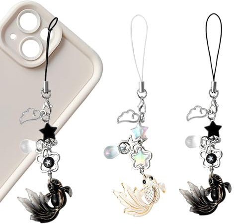 Ruzister Lot de 2 pendentifs esthétiques pour téléphone portable Y2K - Breloques mignonnes en forme d'étoile - Accessoires Y2K pour femmes et filles - Pour téléphone portable