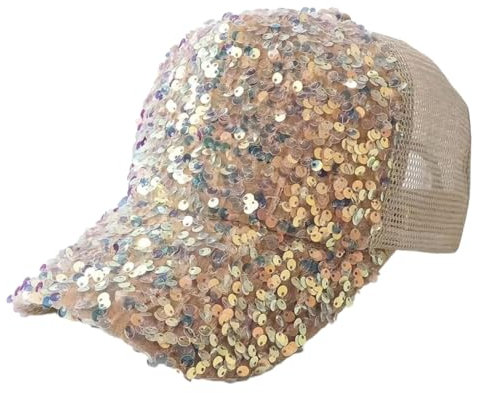 Whakano Glitzer Baseball Cap Damen Basecap Mit Pailletten,Mesh Cap Baseballkappe,Outdoor Sonnenschutz,Sport Cap,Sonnenmütze,Baseball Mütze,Hut für Sport,Kappen Hüte UV-Schutz,Gold