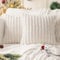 mosayt Kissenbezug Weihnachten 60x60 Plüsch Fell 2 STK. Creme Ultra weich flauschig Pelz Winter Deko Sofa groß Kissenbezüge Kissenhülle Dekokissen Sofakissen Wohnzimmer Bett Cushion Cover Bedroom