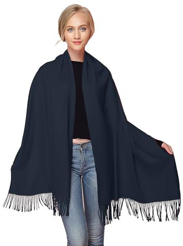 Moschen-Bayern Pashmina Stola Damen für Abendkleid Kaschmirstola Kaschmir Schal Umhang Paschmina - Blau Marine