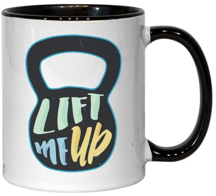 Atspauda Kettlebell Lift Me Up - Taza de cerámica para té o café, color negro