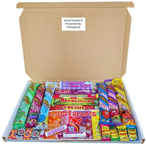 Retro Sweet Gift Box with 23 Classic Treats - Fizzy, Chewy, Fruity Candies & More (650g)