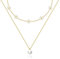 MOGASA 14K Gold Plated Layered Pearl Necklaces for Women Dainty Beaded Flower Adjustable Pearl Choker Necklace Gold Jewellery for Women with Velvet Bag