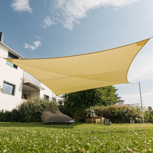 Maanta - Ez Breez Tenda a Vela Ombreggiante Traspirante Rettangolare – Tenda da Sole per Esterno con Protezione UV per Terrazza, Giardino e Piscina (Avorio, 3.5x5.5m)