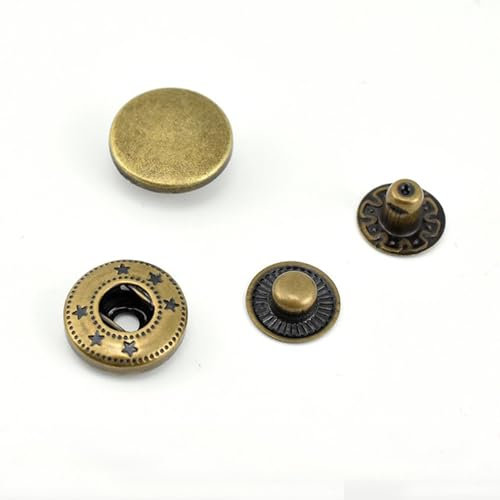 20set Druckknöpfe Bronze, 15mm Metall Druckknopf für Nähen, Kleidung, Brieftasche, Handwerk DIY(Bronze)