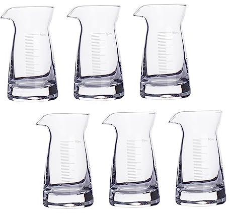 CONGARTENO Lot de 6 Tasses à Mesurer en Verre de 80 ML avec Graduation Gobelet Doseur pour Bec Verseur Pratique pour Bar et Fête Tasses Transparentes
