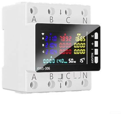 HOHOVYVY Schienen Stromzähler Überspannungs-Unterspannungsschutz Schalter Mit LCD Farbdisplay 80A(KWS-306WF)