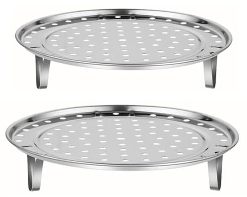2 Pack Steamer Rack, Stainless Steel Round Rack Holder, Steamer Cooking Basket Cooling Rack, Steaming Tray for Home Kitchen Pot Pan Reusable Cooking Pressure Cooker Insert Accessories (20cm, 22cm)