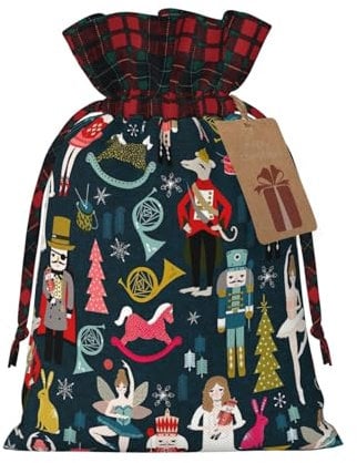 Women_S Nutcracker Ballet Xmas Dance Print Christmas Wrapping Bags Xmas Drawstring With Gift Bags Christmas Presents & Party