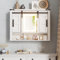 Elancee Armoire à pharmacie avec miroir, armoire murale avec lumières, rangement mural avec porte de grange coulissante et 2 étagères réglables, meuble de salle de bain pour salon, buanderie, chambre