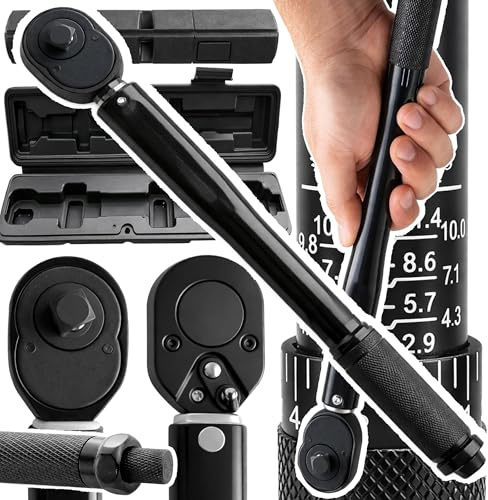Retoo Drehmomentschlüssel 1/2 Zoll, 7-112 Nm Ratsche Set mit Verlängerung & Stecknüssen, präzise einstellbar, Lock/Unlock-Arretierung, Links/Rechtslauf, gut indikator Anzeige für Auto, Motorrad, Etui