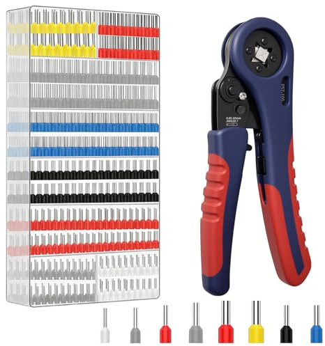 0.08-10mm² Pinces à Sertir avec 1200pcs Cosses Electriques, Pinces à Sertir à Cliquet Pince Electricien Embout de Cablage Applicable aux Travaux électriques électroniques et Industriels