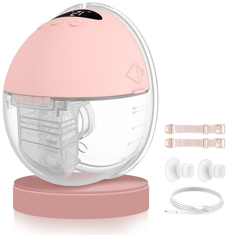 Milchpumpe Elektrisch Handsfree, Tragbare Milchpumpe Freihändig & Leise, 4 Modi und 12 Saugstufen, Wiederaufladbare Elektrische Milchpumpe mit 19/21/24 mm Flansch (Transparent, 24mm)