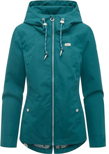Ragwear Damen wasserdichte leichte Übergangsjacke kurze Jacke mit Kapuze Monadde Ocean Green Gr. XXL