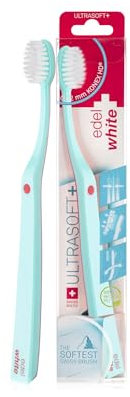 edel+white Flosserbrush Ultrasoft SWISS Zahnbürste I Zahnbürsten mit ultraweichen Borsten für sehr gründliche Zahnreinigung I Zahnzwischenraumreiniger