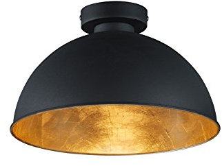 lightling modern Deckenlampe Kalle, Deckenleuchte aus Metall schwarz/Innenseite gold, 1 x E27 max. 60W, ø 31 cm, Höhe 19 cm