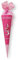Schultüte aus Stoff 70 cm 123 Schulanfang Mädchen mit Namen Einschulungsdatum Bestickt rot rosa grau dunkelblau, Farbe:pink