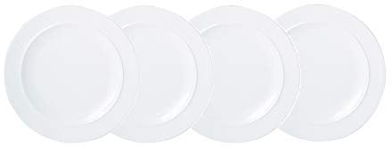 Denby White Porcelain Medium Plates Set of 4 - 24cm Dishwasher Microwave Safe Crockery - Chip & Crack Resistant Glazed Tableware