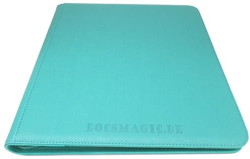 docsmagic.de Premium Pro-Player 12-Pocket Playset Zip-Album Mint - 480 Card Binder - MTG - PKM - YGO - Reissverschluss Aqua