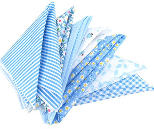 Topker Baumwolltuch Baumwollstoff 50x50cm Nähen Quilten Patchwork Stoffpaket Stoffreste DIY 7 Stücke Blau Serie Blumen Baumwolltuch