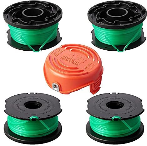 Eyoloty Fadenspule Reflex A6486 A6486-XJ A6482 passend für Black+Decker GL8033,GL9035,STB3620L,STC5433,STC5433B,STB3620L Rasentrimmer,6 M Länge Ø 2 mm mit 90583594 spulendeckel (4 Spulen + 1 Kappe)