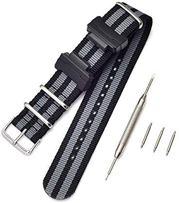 Shieranlee NATO Nylon Strap Watchband for Casio G-Shock GA-110 120 GA-400 GD-100 DW-5600 GLS-8900 Canvas Men Bracelet Band Black Adapters