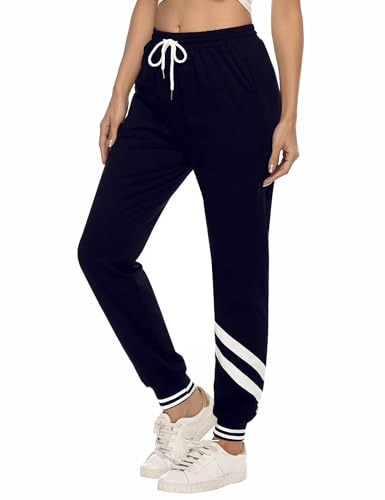 iClosam Pantalon Running Femme Coton Taille Haute à Cordon Réglable