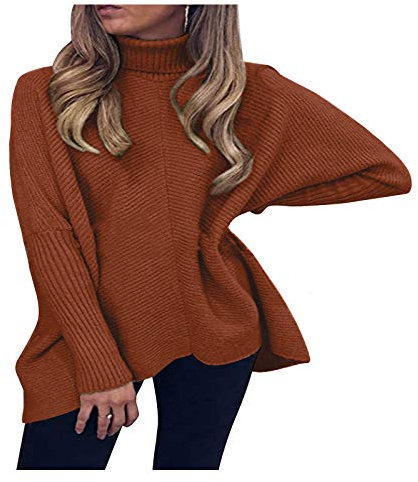 qiaoxiahe Sweatshirt Hoher Kragen Pullover Langarm Winter Elegante Warm Winterpullover Strickpulli Sweater lässig Outwear Strickpullover Sweater Rollkragen Pullover Kuscheliger Jumper Strick Pulli