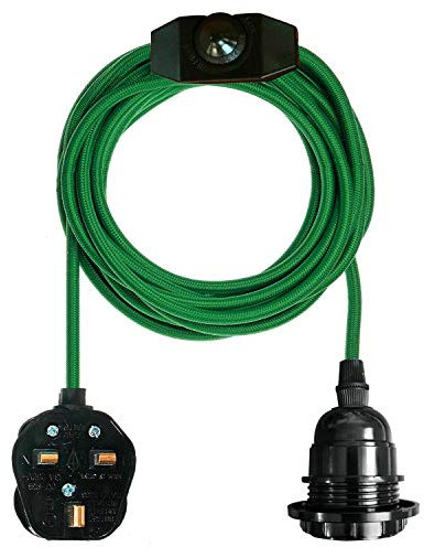 Industrial Plug in Pendant Light E27 Farmhouse one Pendant Light Kit with Dimmer Switch Vintage Lamp Fabric Cord Plug in DIY Hanging Light Fixture