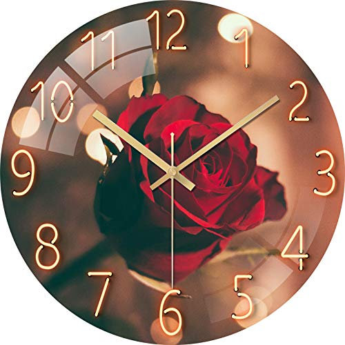 SWECOMZE Modern Wanduhr Lautlos, Große Wand Uhr Ø 30 cm Ohne Tickgeräusche Leise Wall Clock für Wohnzimmer, Küche, Büro (E)