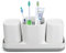 Toothbrush Holder with Tumblers Set, Multifunctional Electric Toothbrush Holder, Toothbrush Caddy Toothpaste Razors Stand for Bathroom Countertop 3 Compartment Storage Box (White)