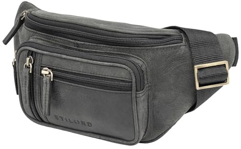 STILORD 'Greg' Vintage Bauchtasche Leder Hüfttasche Herren Damen Belt Bag - ideal für Reise Festival und Outdoor - Moderne Gürteltasche Echt-Leder groß Gurt Verstellbar, Farbe:avaro - grau