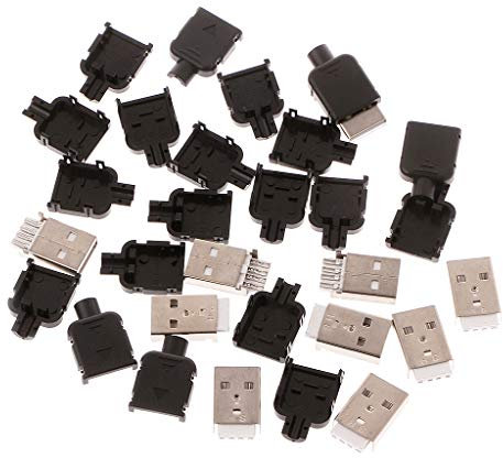 MSEKKO Connettore a saldare 10 Set Tipo A USB 4 Pin Maschio Presa Kit connettore Spina terminazione Guscio in plastica