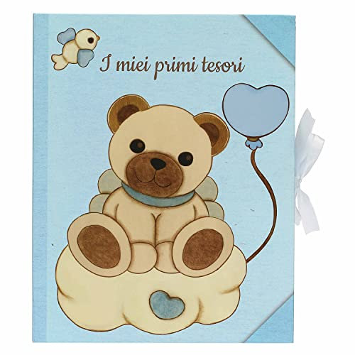 THUN - Scatola Ricordi Blu con Teddy - Bambini, Album e Ricordi - Carta - 24x30x10 cm