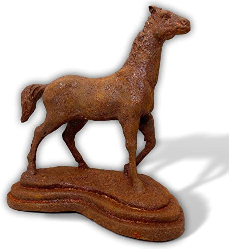 aubaho Skulptur Pferd Statue Figur Eisen Rost Garten Dekoration 31cm Antik-Stil