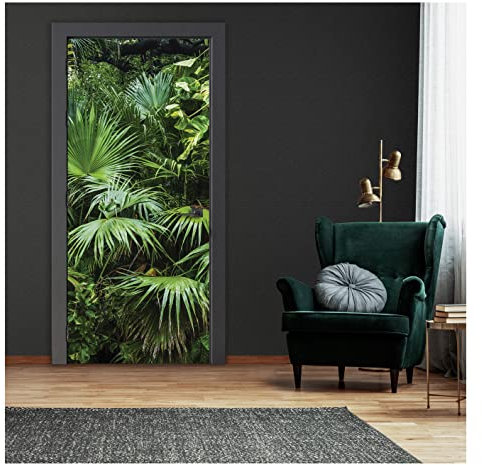 Türtapete Selbstklebend Küche Natur Wald Dschungel - 91x211 cm einteilig - Türposter Fototapete für Tür Schlafzimmer Badezimmer Türaufkleber Türfolie UV-Beständig Montagefertig