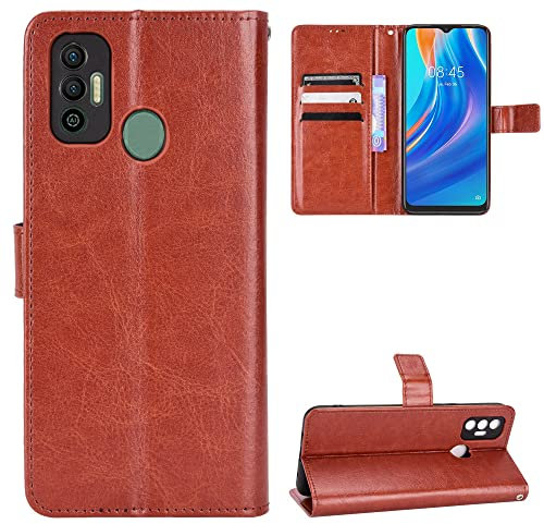 BellaCase Tecno Spark 7 Coque [Étui Portefeuille] [Fonction Support] [Slots pour Cartes] [Couverture à Rabat Magnétique] Compatible avec Le Smartphone Tecno Spark 7(Marron)