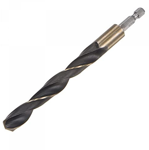 sourcing map High Speed Steel Hex Shank Twist Drill Bit, 13mm Drilling Dia with 1/4 Inch Hex Shank 150mm Length