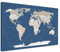Weltkarte-Pinnwand als Leinwandbild, pinne Deine Reisen und Erinnerungen – World Map Titan - Deutsch - Landkarten-Wandbild in blau, 60 x 40 cm