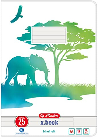 Schulheft A4 GREENline 16 Blatt Lineatur 25 Motiv Elefant