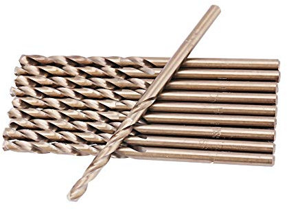 Juego de 10 brocas de cobalto HSS, M35, 1-5 mm, HSS-CO, juego de brocas en espiral para taladrar en acero inoxidable, hierro fundido, placa de acero (4 mm)