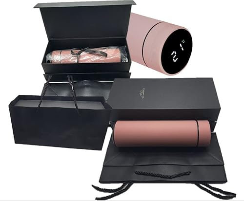 Edelstahl-Isolierflasche 500 ml, gummierter Lack LED-Temperaturanzeige Thermosflasche für Kaffee, Tee, Wasser mit spezieller WM MAXIMUS Luxus-Geschenkbox (Pink)